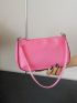 Metallic Baguette Bag Zipper Glamorous Medium Pink