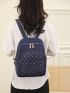 Quilted Classic Backpack Studded Decor Fashionable