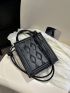Mini Square Bag Embossed Detail PU Black Elegant