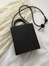 Mini Square Bag Embossed Detail PU Black Elegant