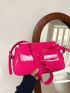 Flap Baguette Bag PU Neon Pink Funky