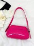 Flap Baguette Bag PU Neon Pink Funky