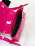 Flap Baguette Bag PU Neon Pink Funky