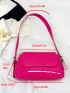 Flap Baguette Bag PU Neon Pink Funky