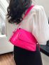 Flap Baguette Bag PU Neon Pink Funky