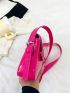 Flap Baguette Bag PU Neon Pink Funky