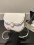 Metal Decor Flap Saddle Bag Fashion White