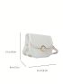 Metal Decor Flap Saddle Bag Fashion White