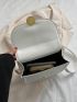 Metal Decor Flap Saddle Bag Fashion White