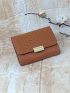 Snakeskin Embossed Small Wallet PU Elegant Brown