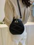 Mini Circle Bag PU Quilted Black Elegant