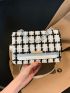 Plaid Pattern Square Bag Polyester Chain Strap Flap Fashionable