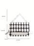 Plaid Pattern Square Bag Polyester Chain Strap Flap Fashionable