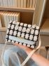 Plaid Pattern Square Bag Polyester Chain Strap Flap Fashionable