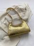 Snakeskin Embossed Baguette Bag Metallic PU Funky