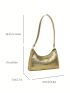 Snakeskin Embossed Baguette Bag Metallic PU Funky