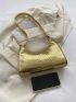 Snakeskin Embossed Baguette Bag Metallic PU Funky