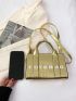 Mini Square Bag Crocodile Print Double Handle Fashionable