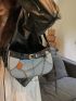 Buckle & Chain Decor Hobo Bag Fashionable Zipper