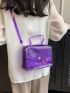 Small Flap Square Bag Clear PVC Purple Minimalist