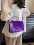 Small Flap Square Bag Clear PVC Purple Minimalist