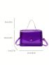 Small Flap Square Bag Clear PVC Purple Minimalist