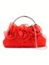 Glamorous Novelty Bag Flower Decor Kiss Lock Satin