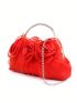 Glamorous Novelty Bag Flower Decor Kiss Lock Satin