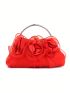 Glamorous Novelty Bag Flower Decor Kiss Lock Satin