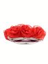 Glamorous Novelty Bag Flower Decor Kiss Lock Satin