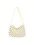 Casual Hobo Bag Dot Pattern Adjustable Strap Zipper