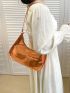 PU Hobo Bag Crocodile Print Zipper Orange Funky