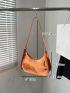 PU Hobo Bag Crocodile Print Zipper Orange Funky