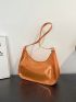 PU Hobo Bag Crocodile Print Zipper Orange Funky