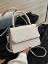 Small Square Bag Litchi Embossed Flap Adjustable Strap PU Fashionable