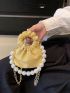 Mini Faux Pearl Decor Ruched Bag Fashion Yellow