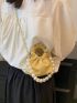 Mini Faux Pearl Decor Ruched Bag Fashion Yellow