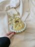 Mini Faux Pearl Decor Ruched Bag Fashion Yellow