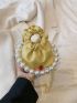 Mini Faux Pearl Decor Ruched Bag Fashion Yellow