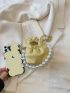 Mini Faux Pearl Decor Ruched Bag Fashion Yellow