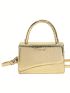 Mini Metallic Snakeskin Embossed Flap Square Bag Funky Gold