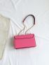 Neon Pink Studded Decor Quilted Flap Chain Square Bag Funky