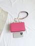 Neon Pink Studded Decor Quilted Flap Chain Square Bag Funky