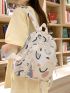 Rainbow & Cartoon Graphic Functional Backpack With Bag Charm