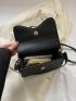 Mini Crocodile Embossed Flap Square Bag Elegant Black