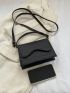 Mini Crocodile Embossed Flap Square Bag Elegant Black