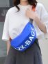 Letter Graphic Hobo Bag Fashion Blue