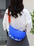 Letter Graphic Hobo Bag Fashion Blue