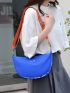 Letter Graphic Hobo Bag Fashion Blue