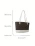 Geometric Pattern Contrast Binding Shoulder Tote Bag Elegant